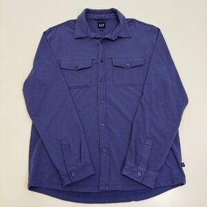 GAP Men's Long Sleeve‎ Knit Button Down Shirt Jacket Skipper Blue Size L